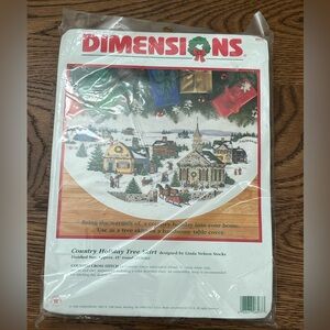 Dimensions Country Holiday Tree Skirt Cross Stitch Kit New NOS #8577 Rare VHTF